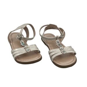 The Children's Place White Embellished Ankle Strap Sandals Size 9 Toddler Girl